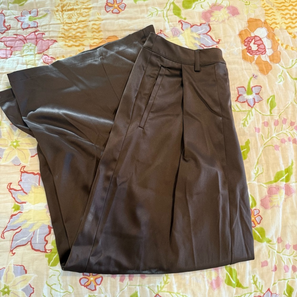 Forever 21 Brown Silk Tailored Pants